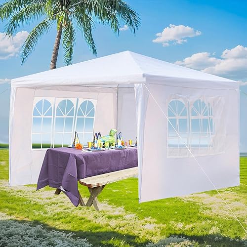 Miniatura 15 de Tienda de campaña de fiesta de 10 x 30 pies, carpas para fiestas, toldo de patio de boda al aire libre con 5 paredes laterales extraíbles, tienda de