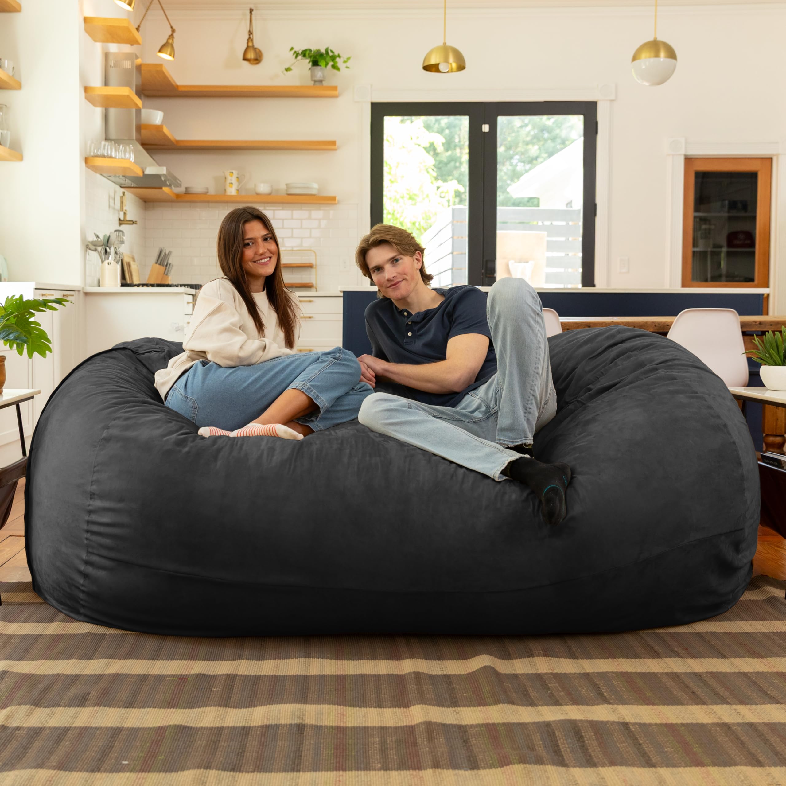 Amazon.com: Jaxx 7 Foot Giant Bean Bag Sofa, Black : Home