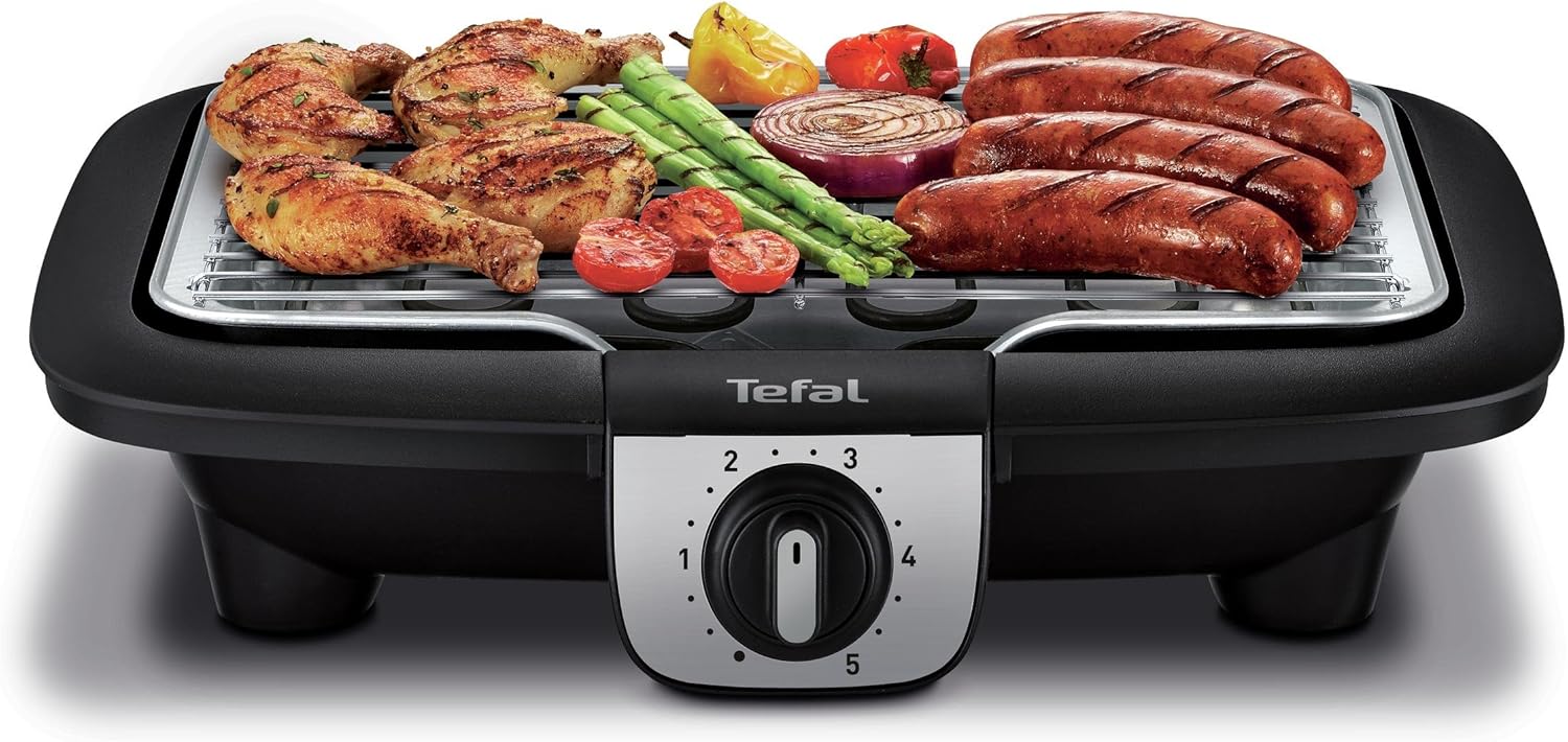 Tefal Easygrill 2 in 1 - Barbecue elettrico da tavolo e piastra inclusa, 2100 W Tefal Easygrill 2 in 1 - Barbecue elettrico da tavolo e piastra inclusa, 2100 W