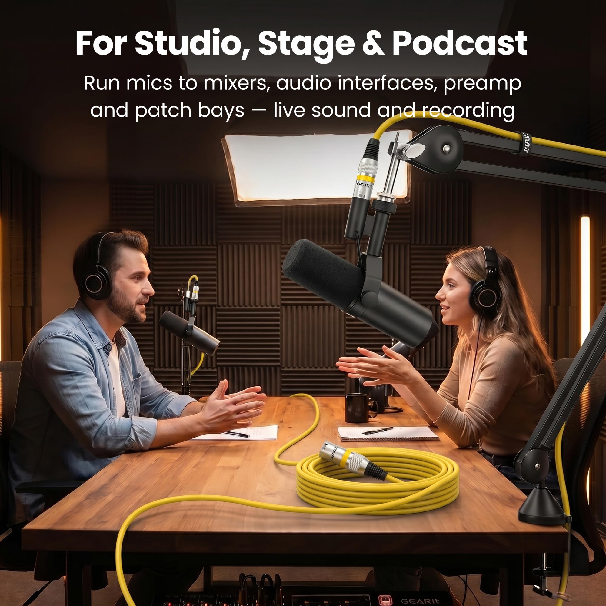 GEARit Cables XLR de 3 pies, paquete de 10 unidades, XLR macho a hembra, cable de micrófono blindado equilibrado con conductores de cobre para estudio de grabación, podcast, audio de escenario y