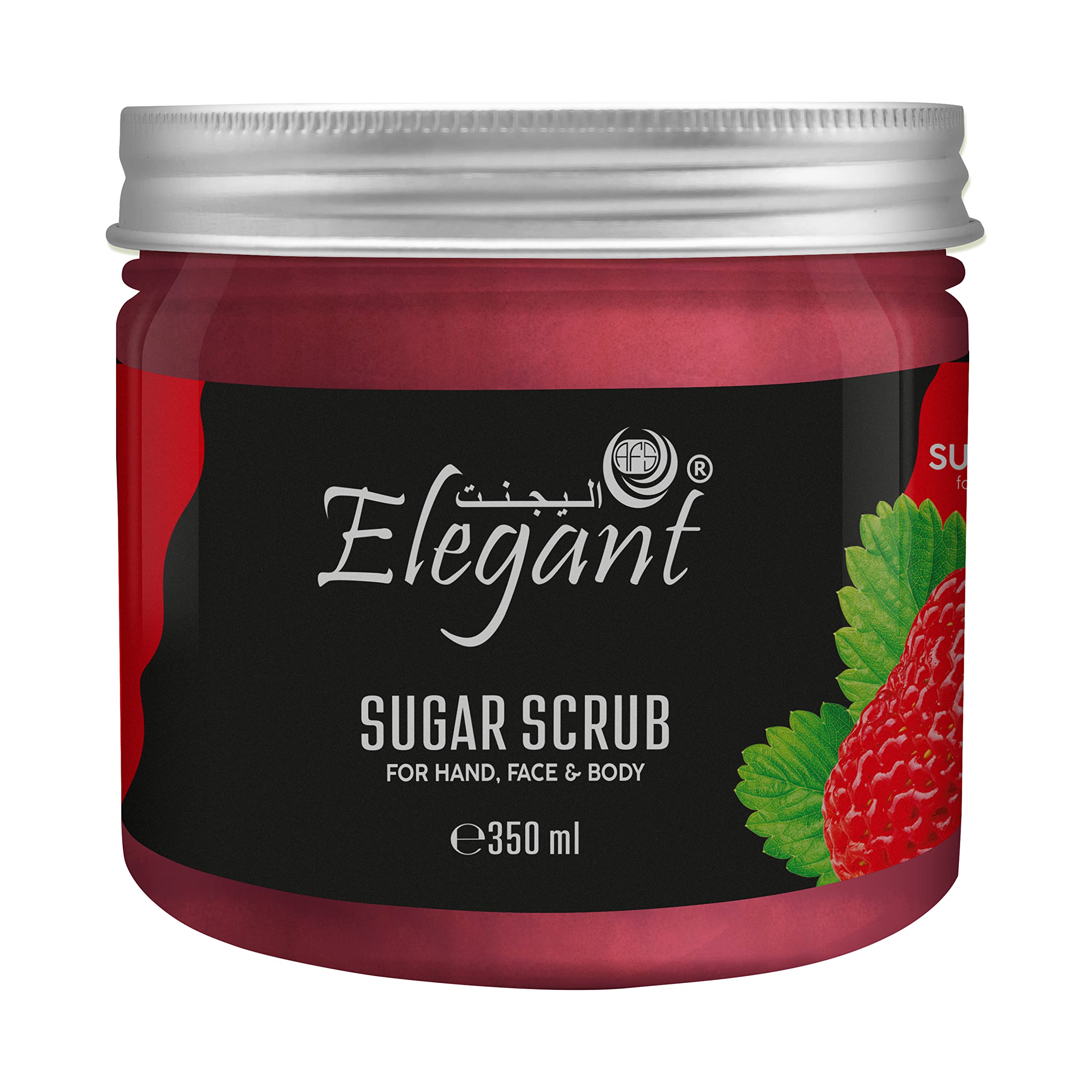 Elegant Nourishing Sugar Scrub – 350 gm – (Sugar + Strawberry), Organic and Exfoliating Body Sugar Scrub | Nourishing, Everyday Use Scrub for Men & Women, Fights Aging & Removes Dead Skin, 350 g