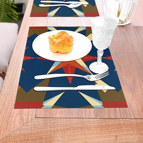 Miniatura 3 de 6 PCS PVC Placemats Set Place Mats Big Star Arrow Non-Slip Weave Place Mats 12" x 18" Farmhouse Durable Table Mat Set for Family Dinners Wedding