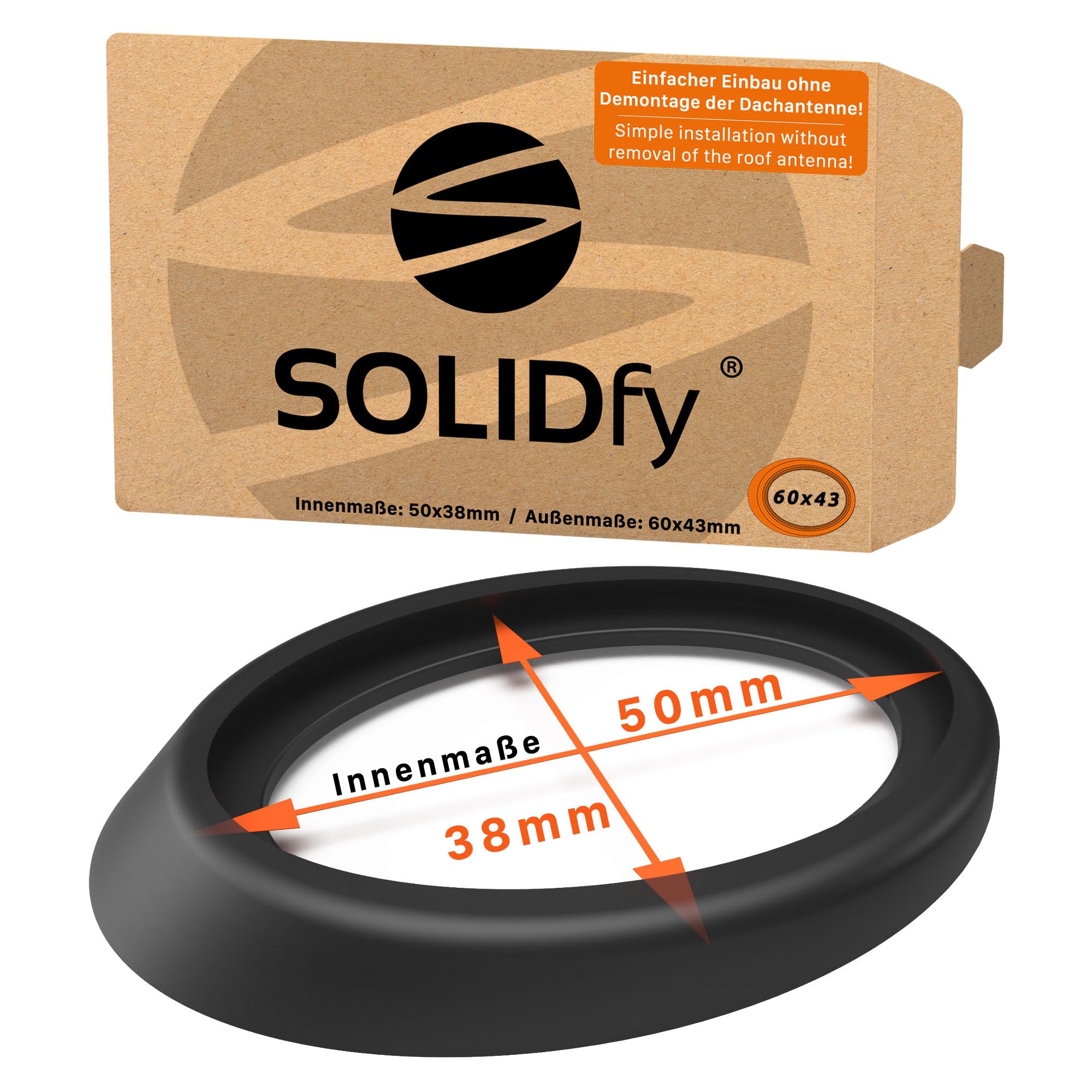 SOLIDfy® - Reparatur Dichtung Dachantenne | GRÖßE 60x43mm (Innenmaß: 50x38mm) Antennenfuß Gummi Roof Aerial Rubber