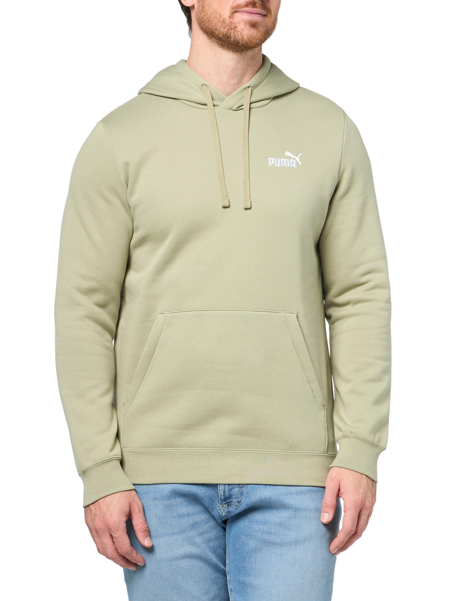 PUMA Men's Essentials Small Logo Fleece Hoodie, Lux Army Ah25, M