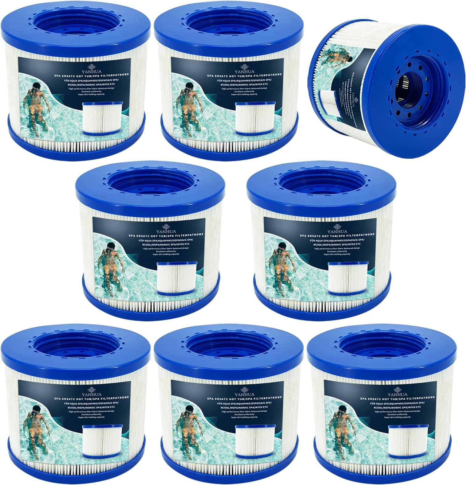 YANHUASpa Filter for Whirlpool, Spa Replacement Hot Tub/Spa Filter Cartridge, Cartridge with Screw Thread for Spa Filter, for Clever Spa, Suitable for Aqua Spa/Aquaparx/Ospazia/Nordic Spa/Etc. (8)