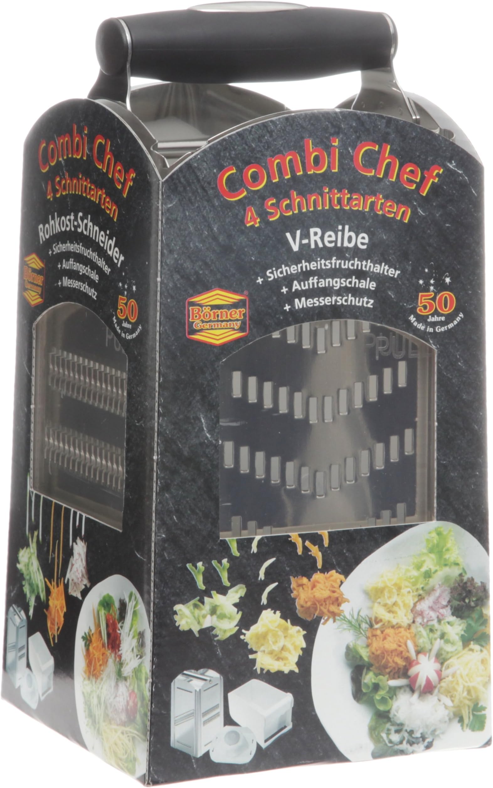 Berner BORVHBEL60046 Combination Chef (4-Sided Vegetable Slicer with Bowl, Cover, Safety Holder)