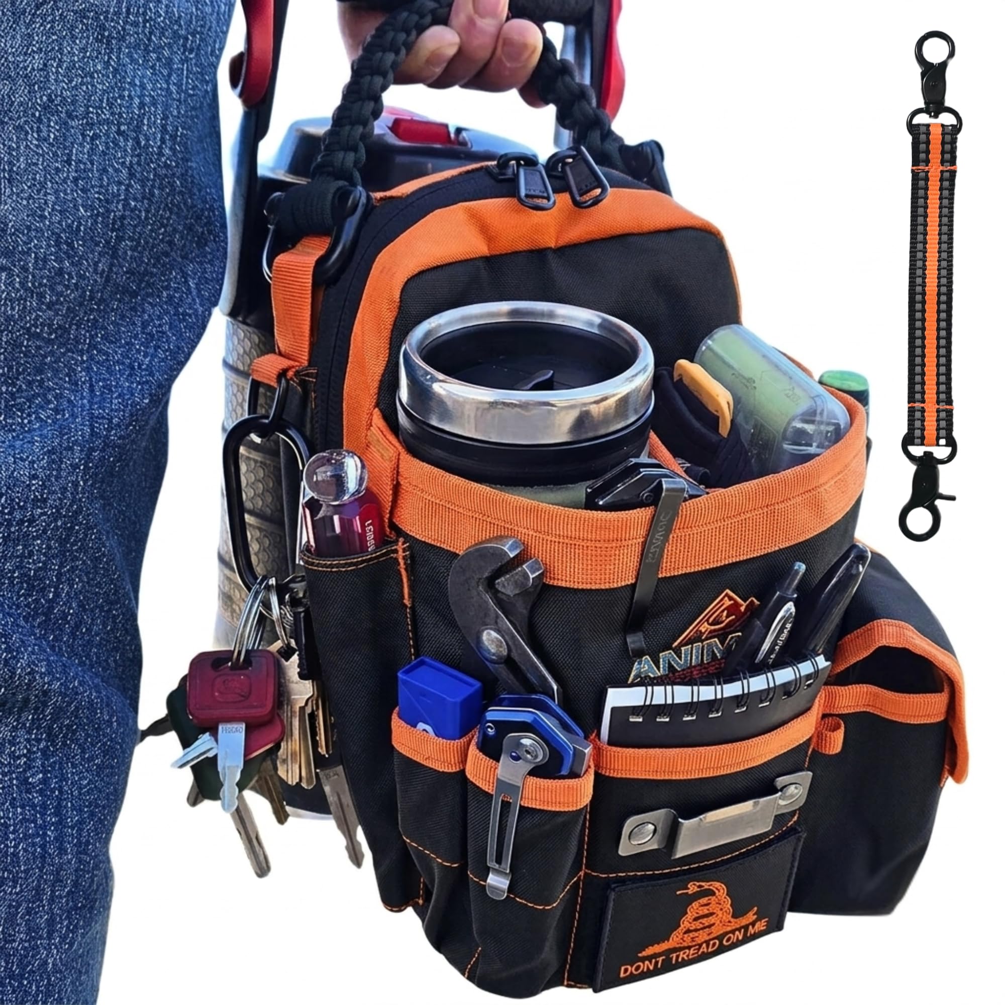 Animus N52 Magnetic Tool Bag -Organization with N52 Neodymium Magnetic Backing Benefits. Ideal for Electricians, Mechanics, Technicians, OTR Drivers