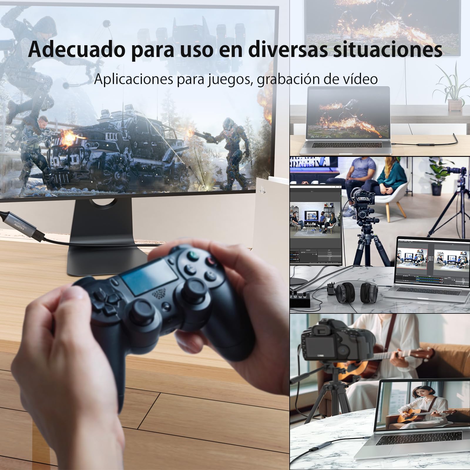 Tarjeta de Captura de Video HDMI 4K@30Hz/1080P@60Hz, Dispositivo de transmisión USB 3.0 y Type-C para Juegos/difusión en Vivo, aleación de Aluminio. — view 7