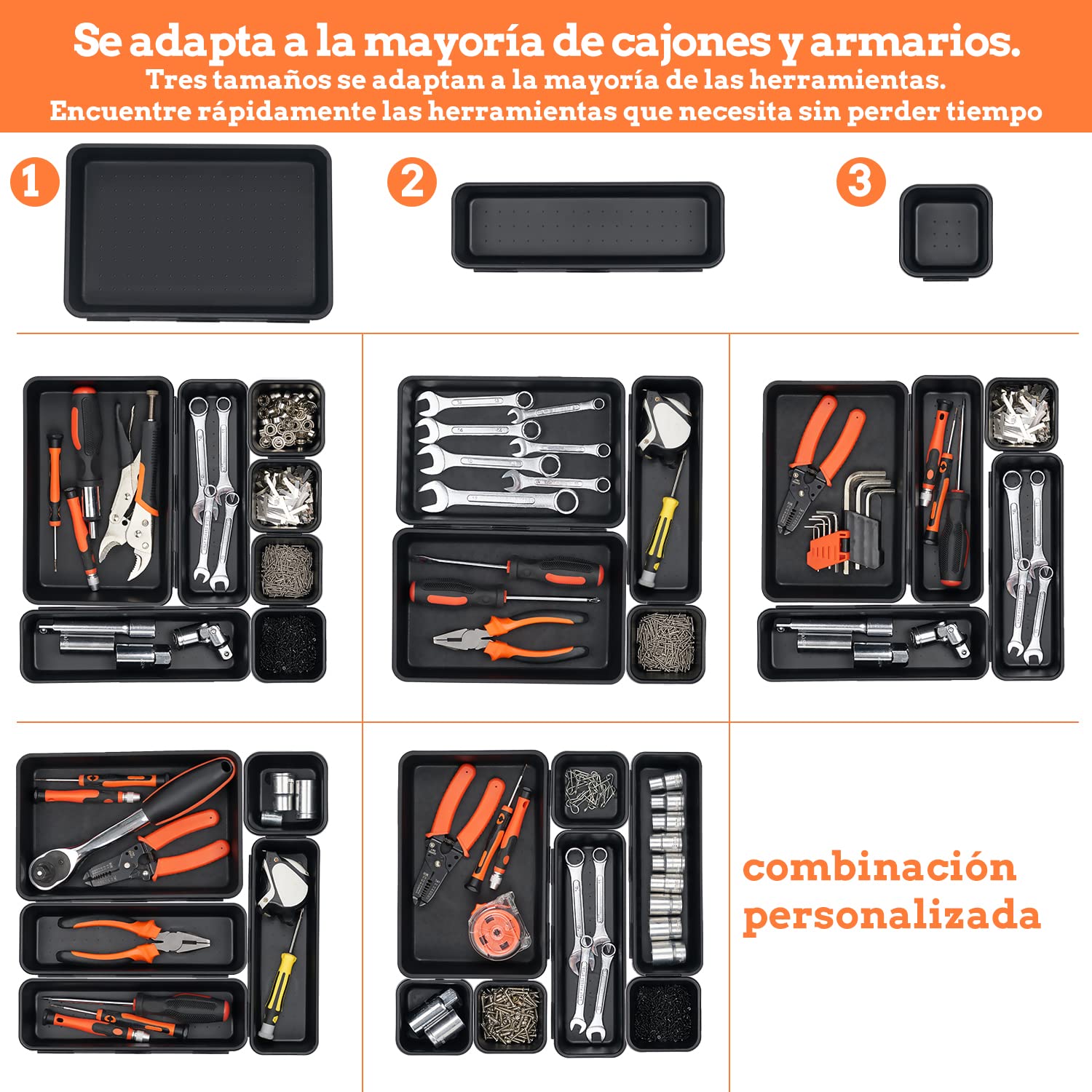 Set de 45 Cajas Organizadoras Cajones, Cajas Herramientas Almacenaje Plastico, Herramientas Mecanico Tornillos Accesorios y Piezas Pequeñas Organizador, Adecuado Aara Taller Mecanico, Cochera
