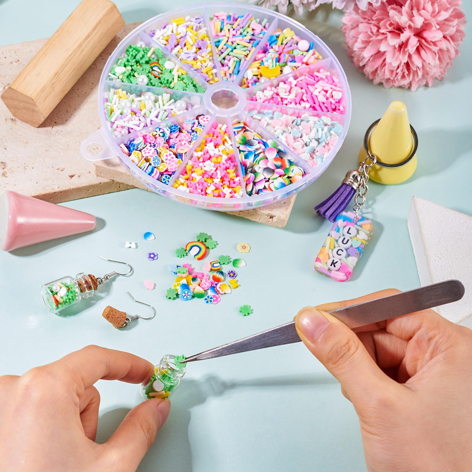 Spritewelry Polymer Clay Slices Nail Art Slices Slime Charms 3D Flatback No-Hole Slices Phone Charms for Nail Art Fashion Cellphone Decoration (Colorful-60G) - Image 4