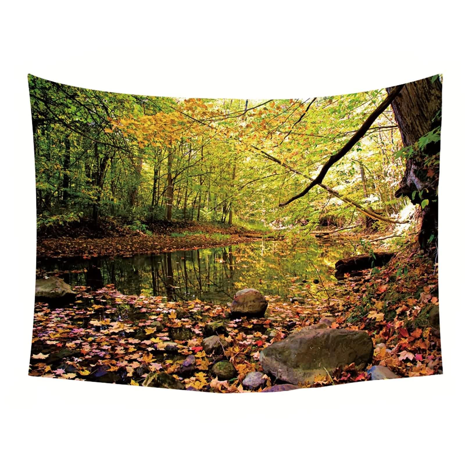 Tolldek Dywan ścienny zielony, 300 x 256 cm, krajobraz, naturalny, gobelin, drzewo, do salonu, pokoju dziecięcego