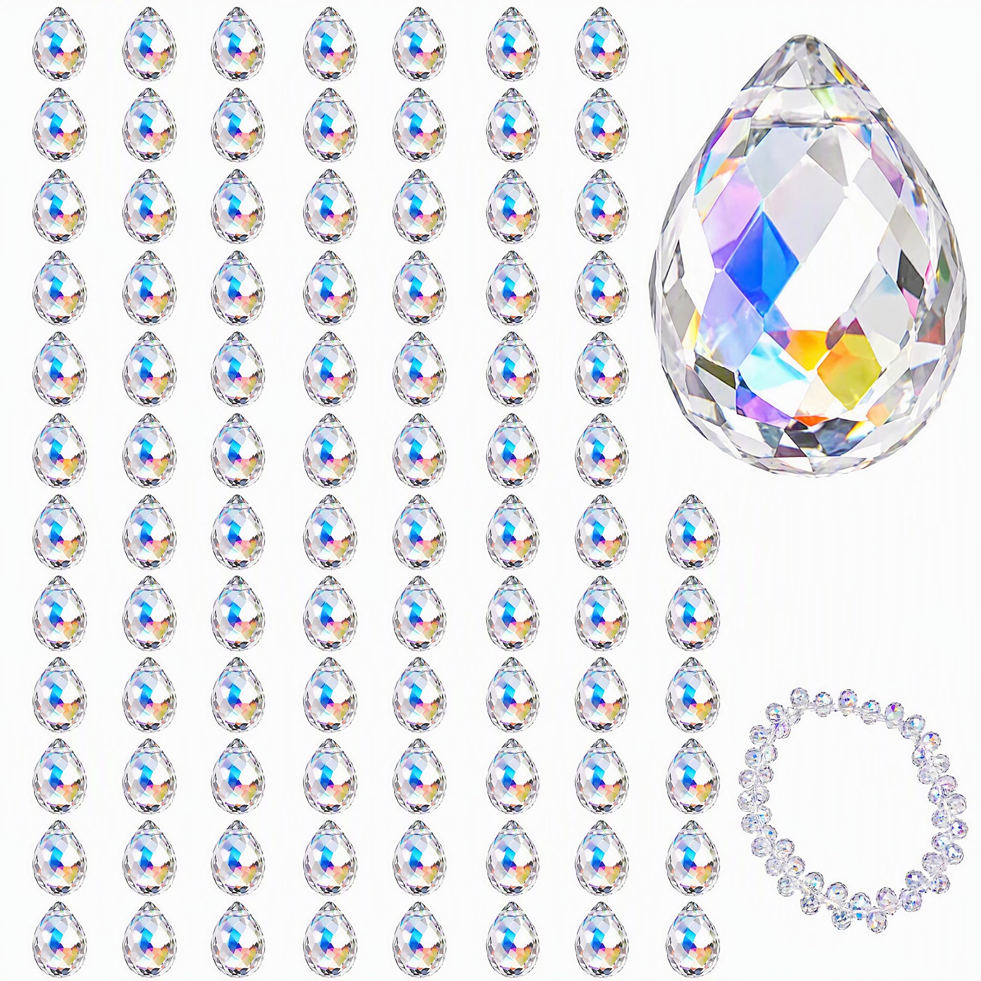 Crystal Glass Beads Faceted Teardrop Shape Beads for Jewellery Making