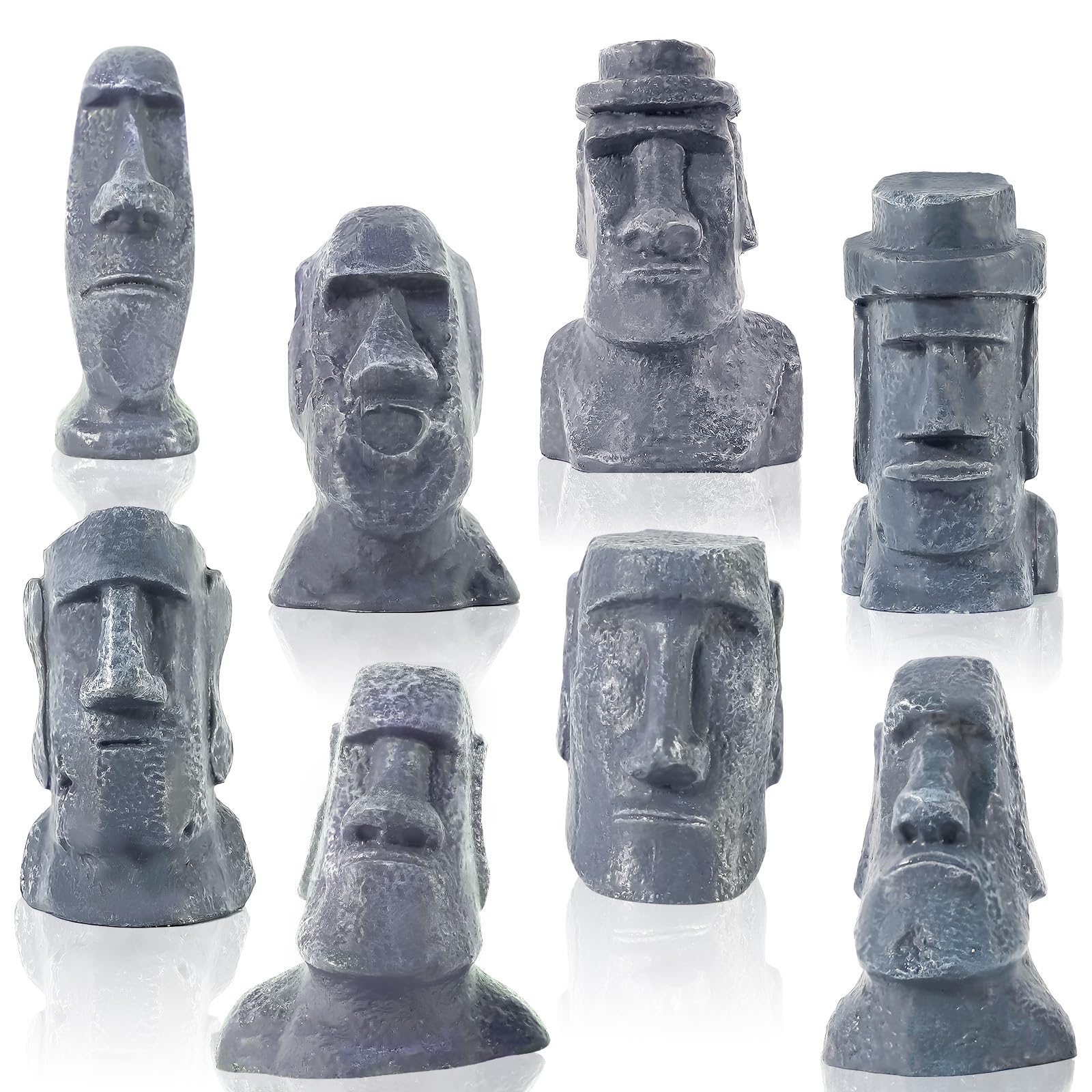 Pamonrueer 8 Pcs Miniature Easter Island Head Statue Moai Statue Decor 2.5 in Resin Stone Island for Room Accessories Antique Sculpture Christmas Desktop Bookshelf