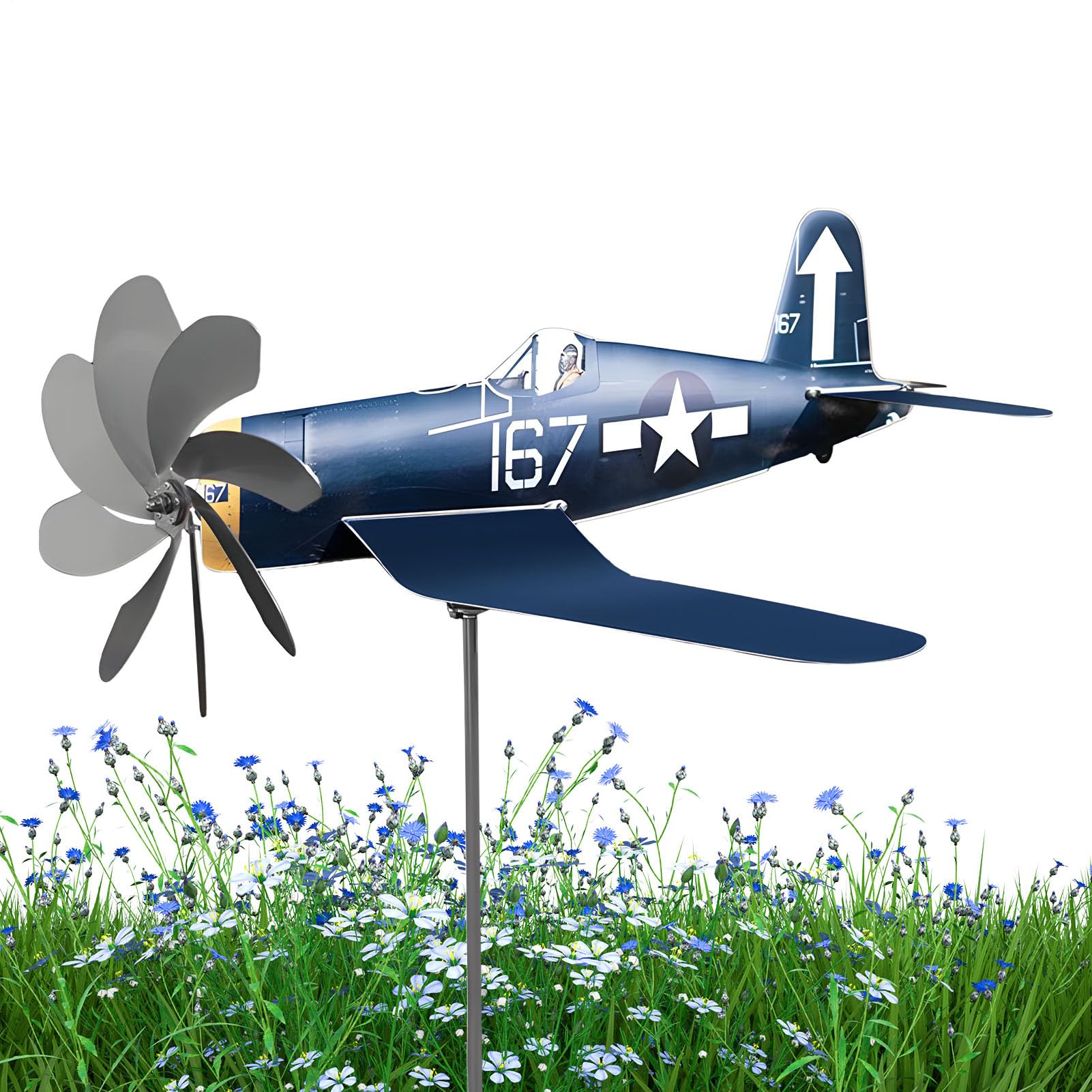 Girouettes Décoratives pour Extérieur - Décoration Métallique Avion Girouette à Vent - Tiges Faciles à Installer pour Jardin Fêtes Extérieures
