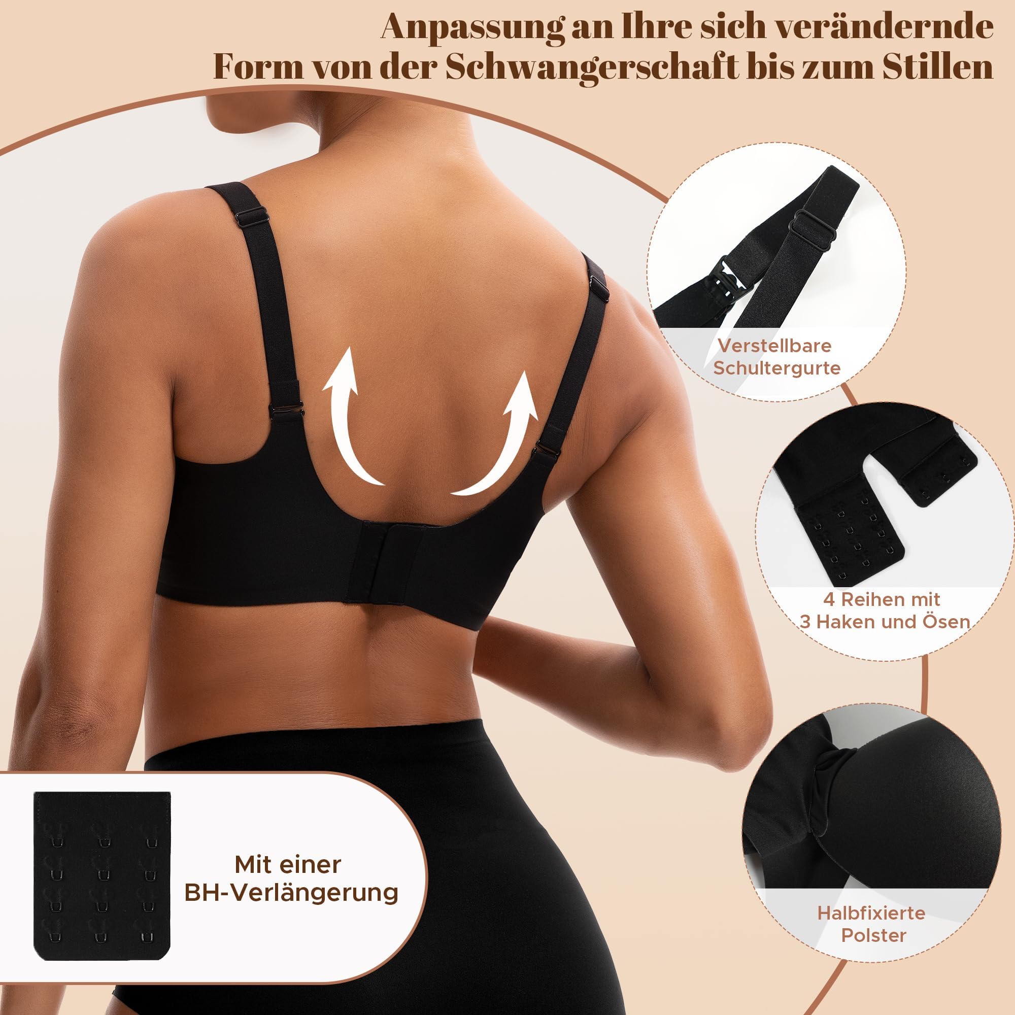 INNERSY Reggiseno Allattamento Senza Ferretto Invisibile Reggiseni Imbottito Bralette Gravidanza