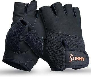 Sunny Health & Fitness S-XL Weightlifting Gloves with Foam-Padded Palm