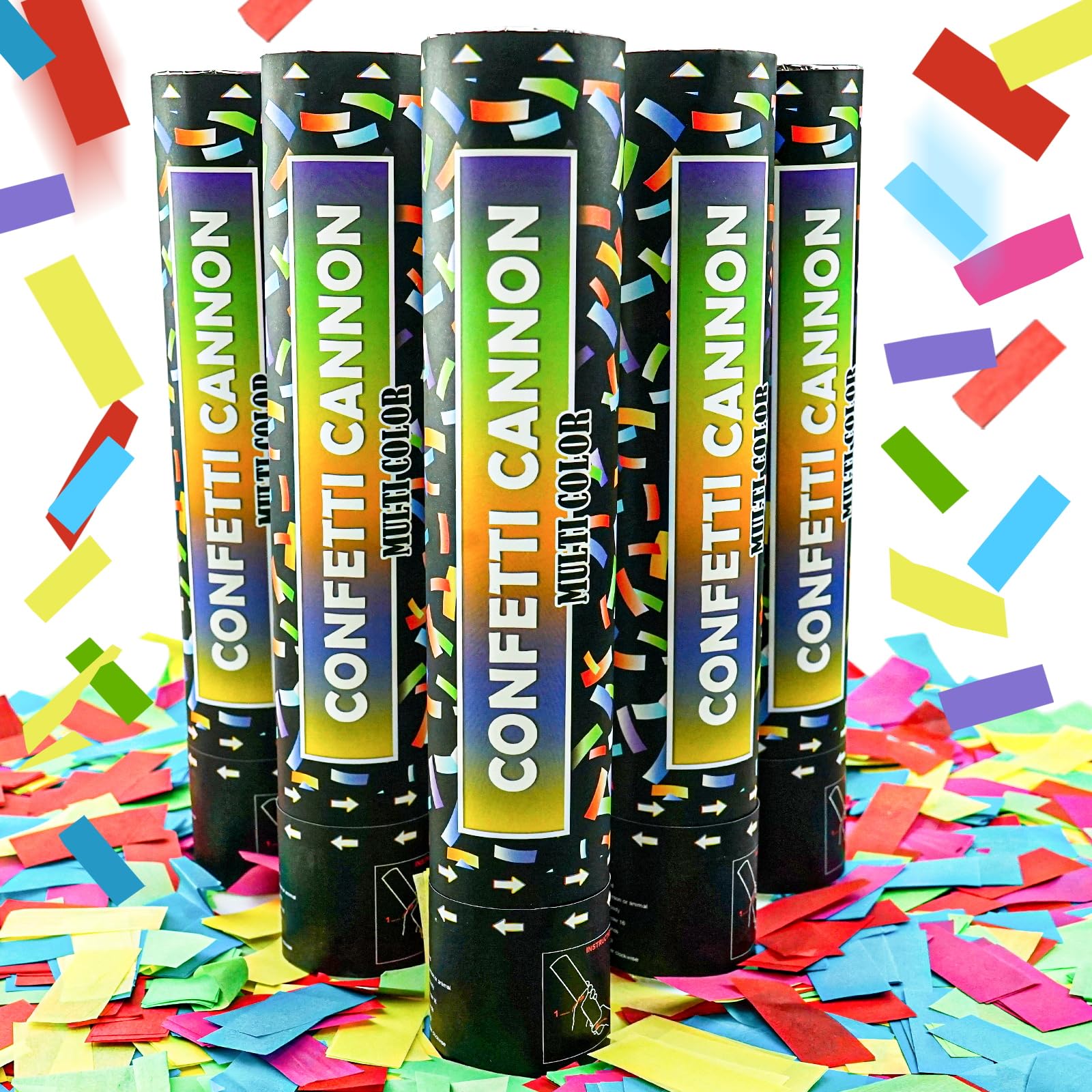 MHDUYEG – Canon à Confettis Auto-gonflant, 16 Pièces Biodégradables, Multicolores – Anniversaire, Mariage, Carnaval