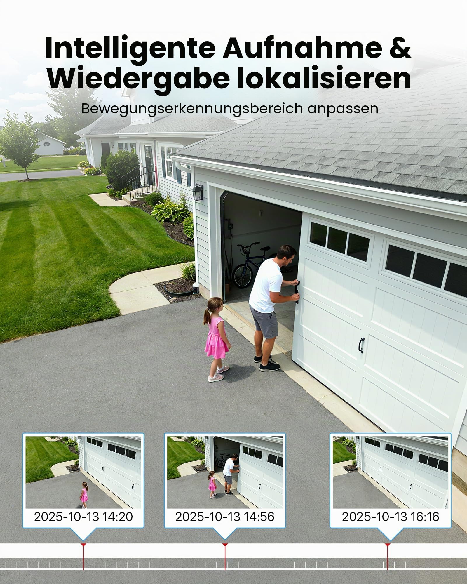 ZOSI 1080P 16CH Überwachungskamera Set Aussen, Personen- und Fahrzeugerkennung, H.265+ DVR Rekorder mit 4TB Festplatte, 12er CCTV 2MP Bullet Kameras für Haus- und Geschäftsüberwachung, IR Nachtsicht | KI-Erkennung Person/Fahrzeug, Blickwinkel 90 °, Nachts