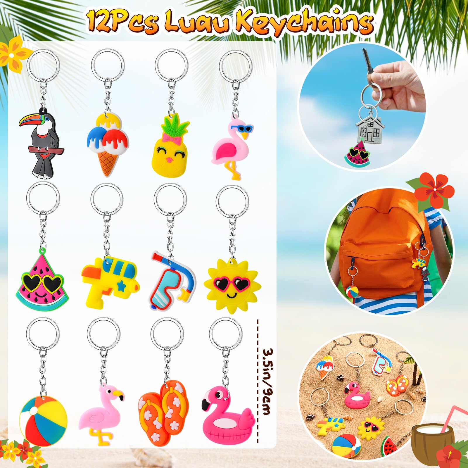 Été Piscine Fête Goodies Anniversaire Enfant Paille Plastique Porte Clef Stickers Sachet Bonbon Bracelet Caoutchouc Jeux De Piscine Fête Hawaïenne Sac Cadeau Anniversaire