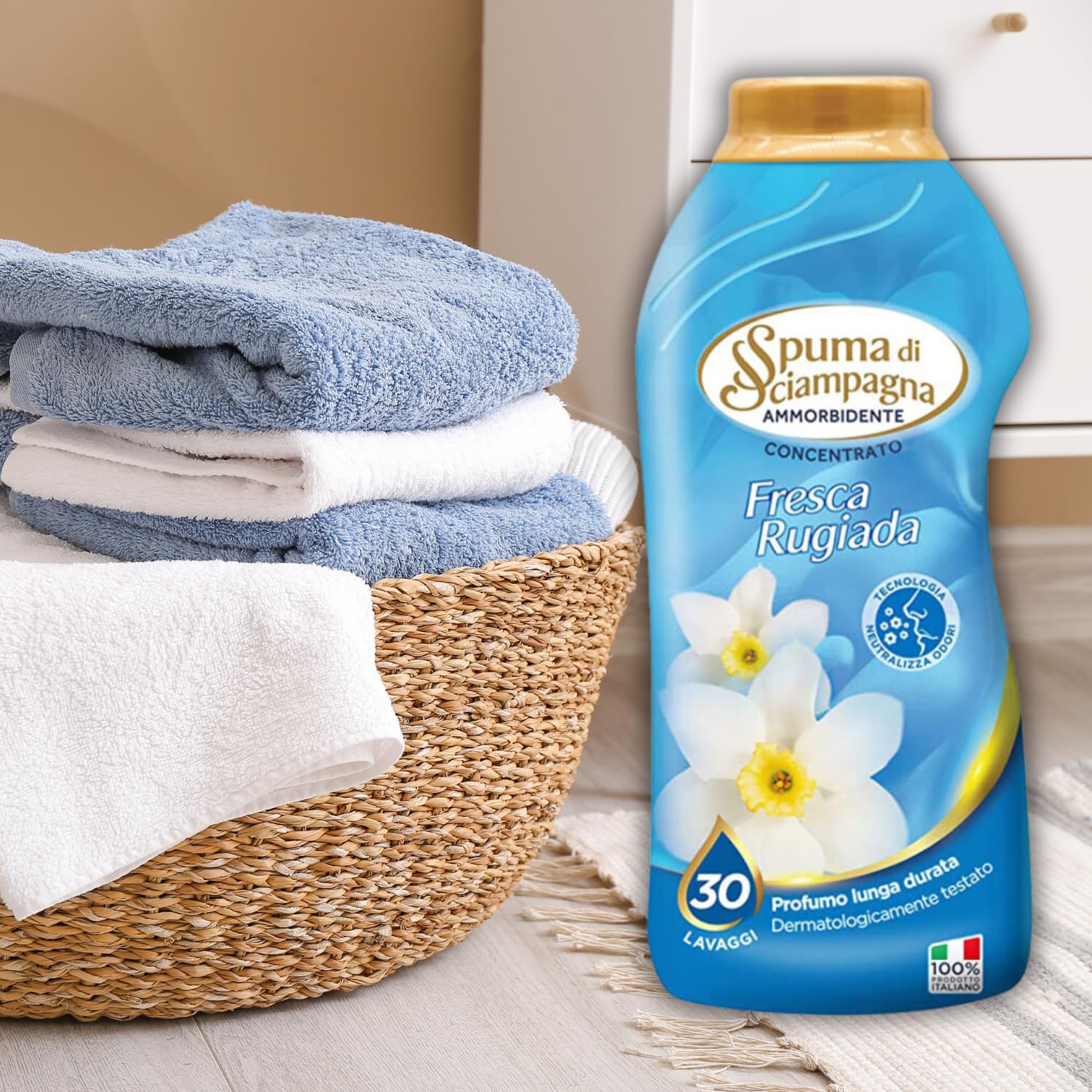 Ammorbidente Concentrato Fresca Rugiada – 30 Lavaggi – 600 ml kit con Spugna Brandizzata SPESA & RISPARMIO Inclusa – Variazioni 4/8/12 Pezzi (12)