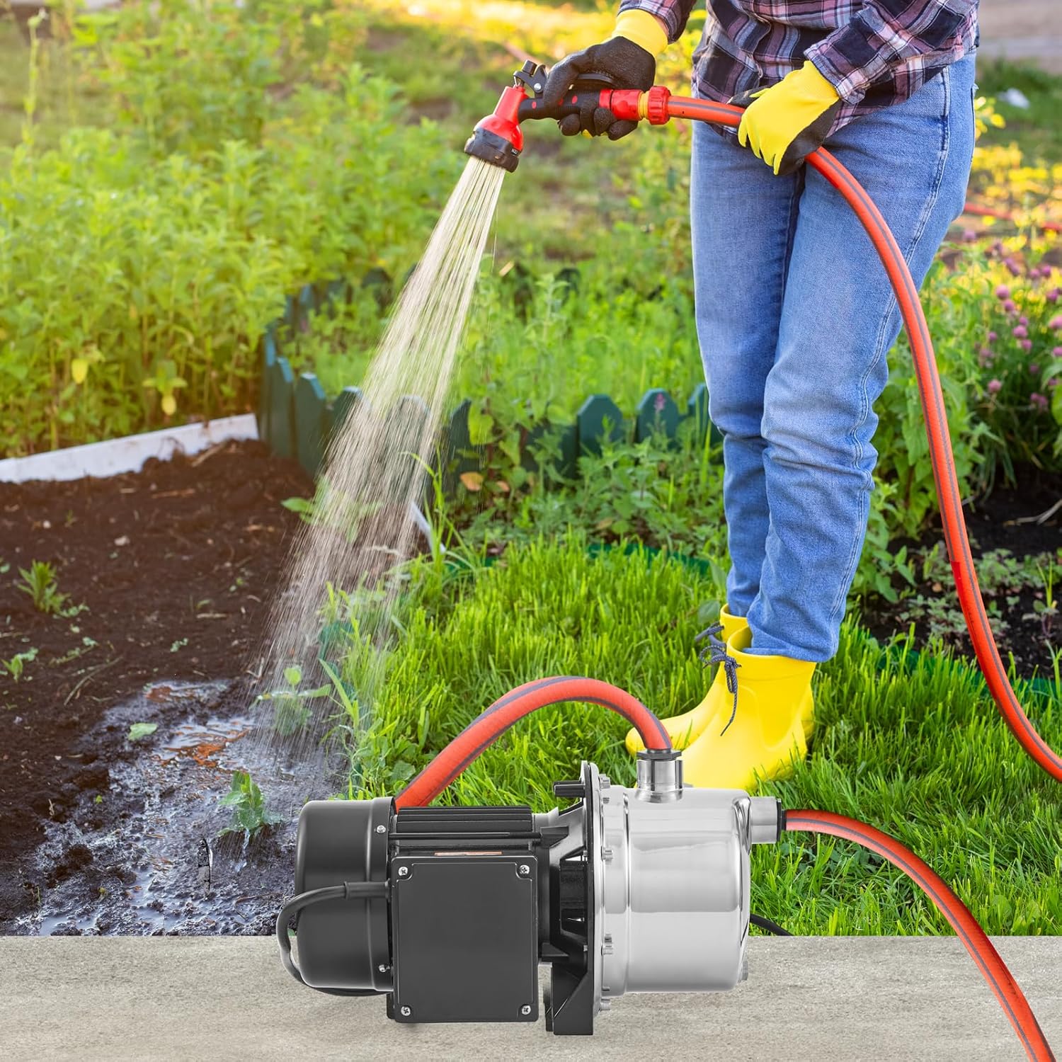 VEVOR 3/4HP SUS304 Stainless Steel Shallow Well Jet Pump, 115 Volt, 18.5 GPM 131 FT Maximum Head Irrigation Water Pump, for Agricultural Garden Irrigation System High-Rise Water Supply Shower Booster