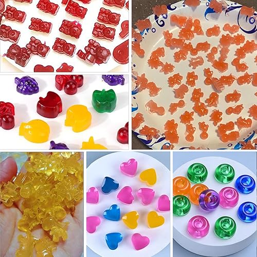 Miniatura 5 de Sidosir 7 moldes de goma para caramelos, ositos de gomitadinosauriofrutadonacorazones, molde antiadherente de silicona para chocolate (5 formas + 2