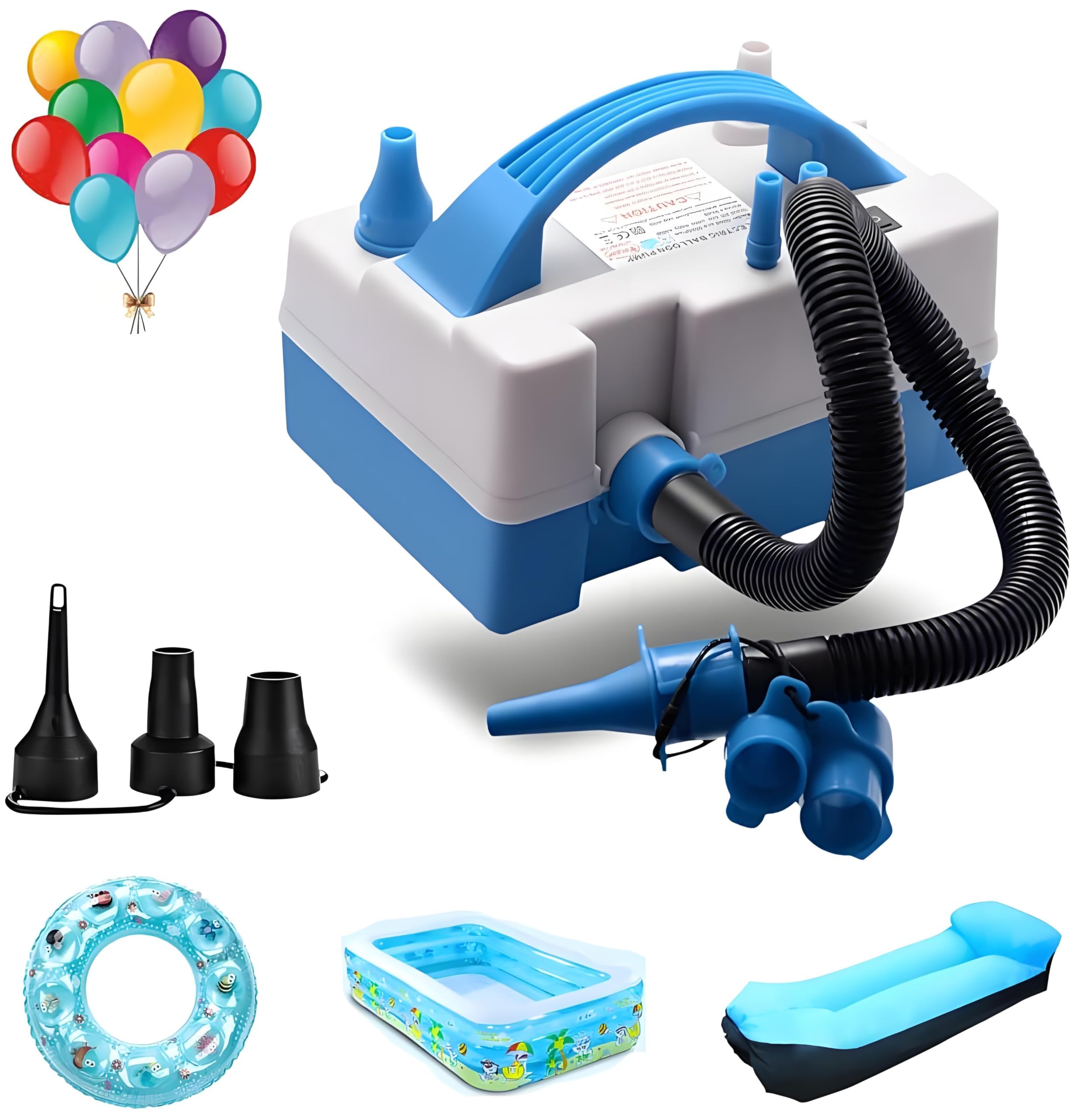 Electric Balloon Pump,Portable Dual Nozzle Electric Balloon Inflator/Blower with Multipurpose Hose Extension,for Party Decoration