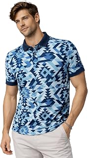 Glito Imported Poly Cotton Geometric Printed Polo T-Shirt for Men | Polo Collar | Short Sleeve | Regular Fit | Casual & Sm... Price In India