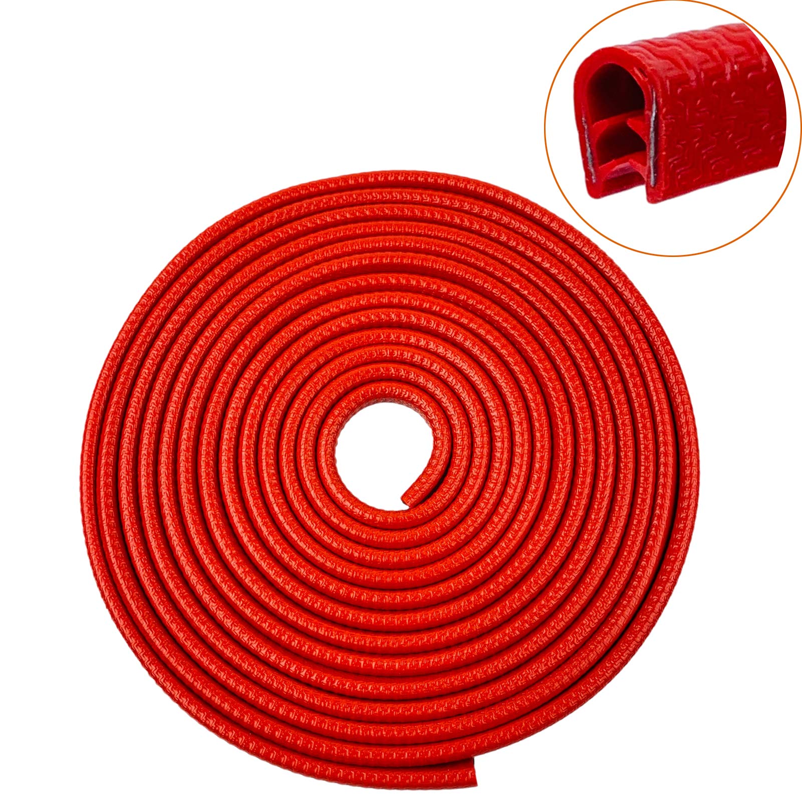 JZHJ 32-45Ft(10M) 16Ft(5M) Car Door Edge Guards U Shape Edge Trim Rubber Seal Protector Car Protection Door EdgeBumper Strip Fit for Most Car (red, 16Ft), JZHJ-TIAO