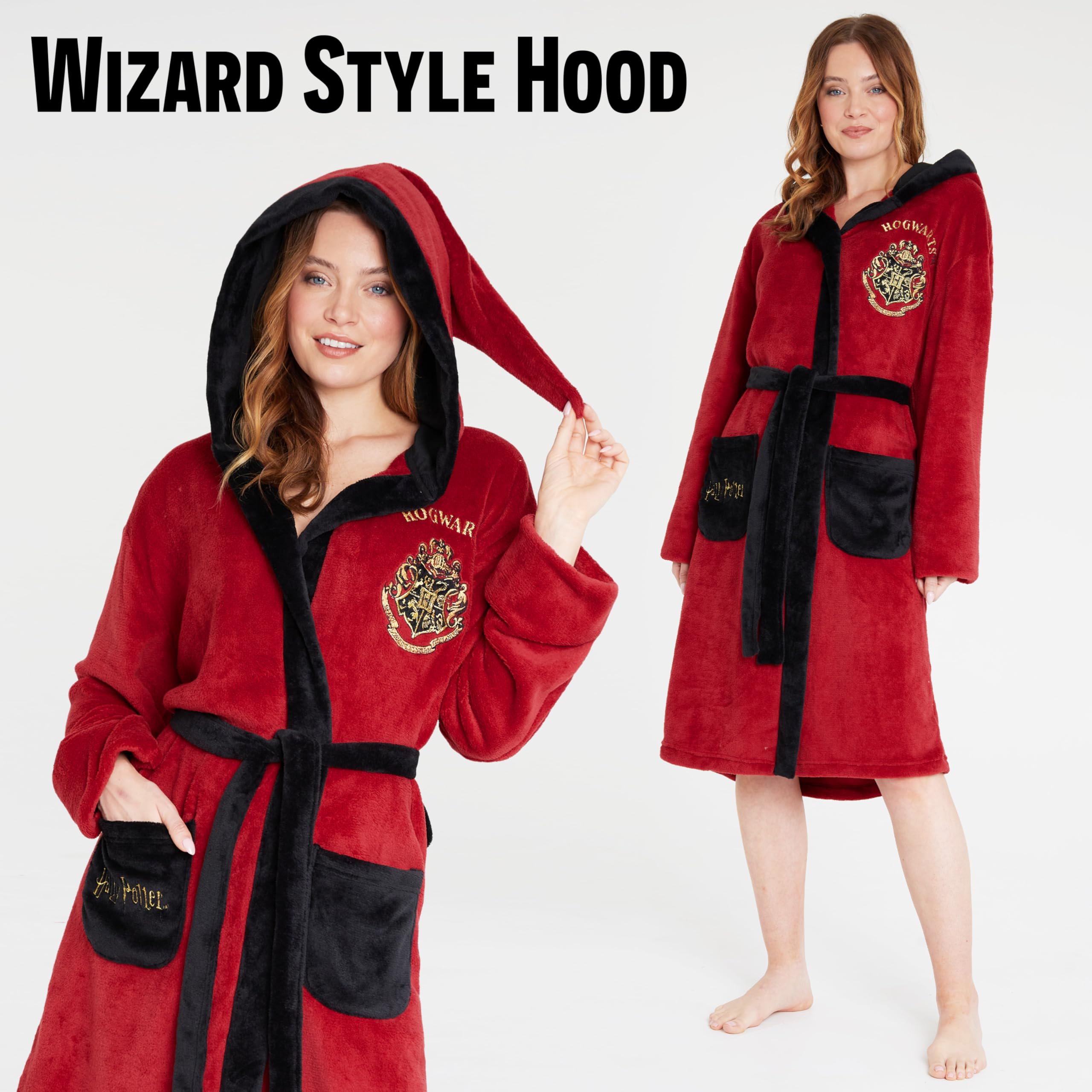 Harry Potter Pile Accappatoio Donna con Cappuccio, Tasche, Cintura - Regalo Donna