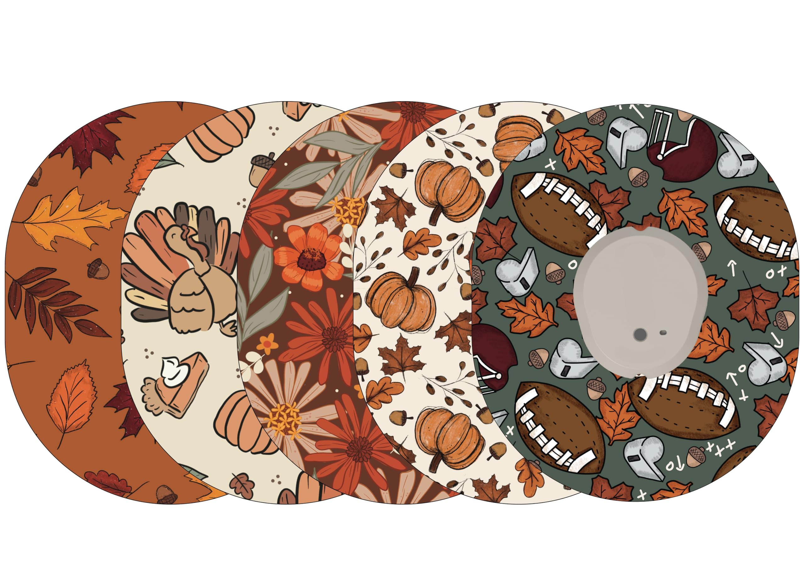 Glucomart Adhesive Patches for Dexcom G7, Dexcom Stelo, and Infusion Sets (5 Count) – Maximum Strength CGM Patches, Waterproof & Hypoallergenic (Fall Variety Pack)