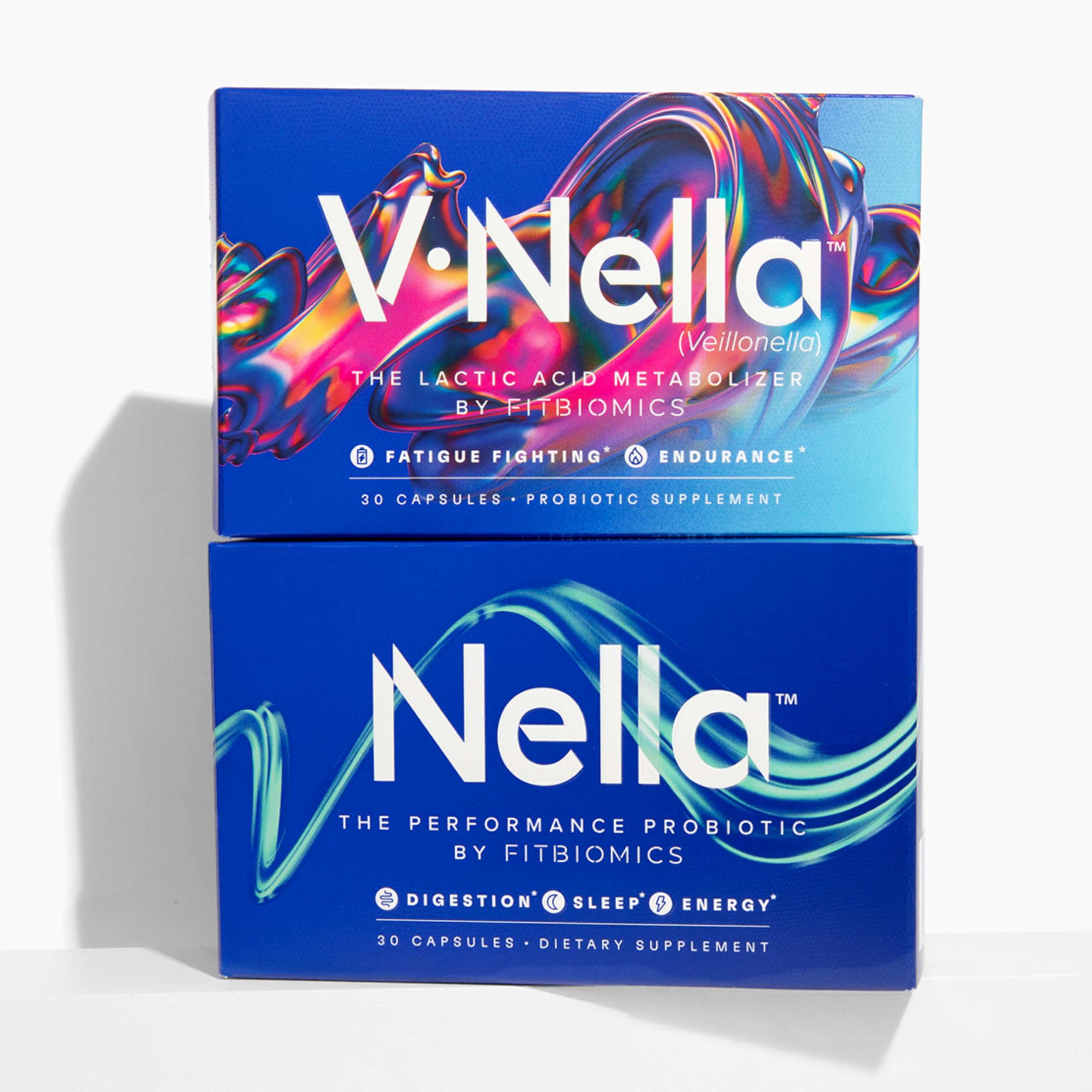 V Nella Lactic Acid Metabolizing Probiotic Supplement and Nella Performance Probiotic for Microbiome Balance Digestive Health