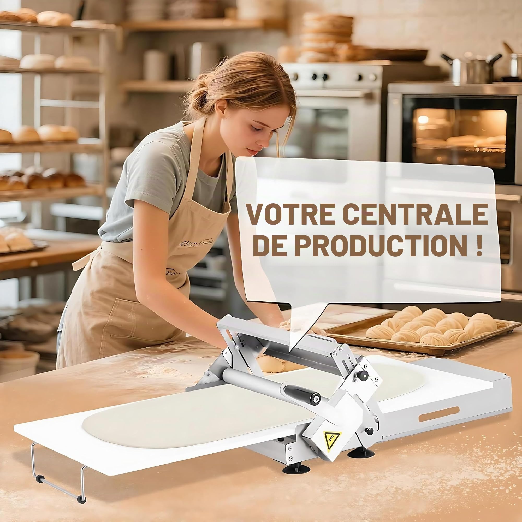 Petit Coupe-PâTe, Laminoir Pliable, 0.5-2.5cm PéTrin à éPaisseur RéGlable, Acier Inoxydable, Laminoir Pliable pour Boulangeries et PâTisseries Width15.74in
