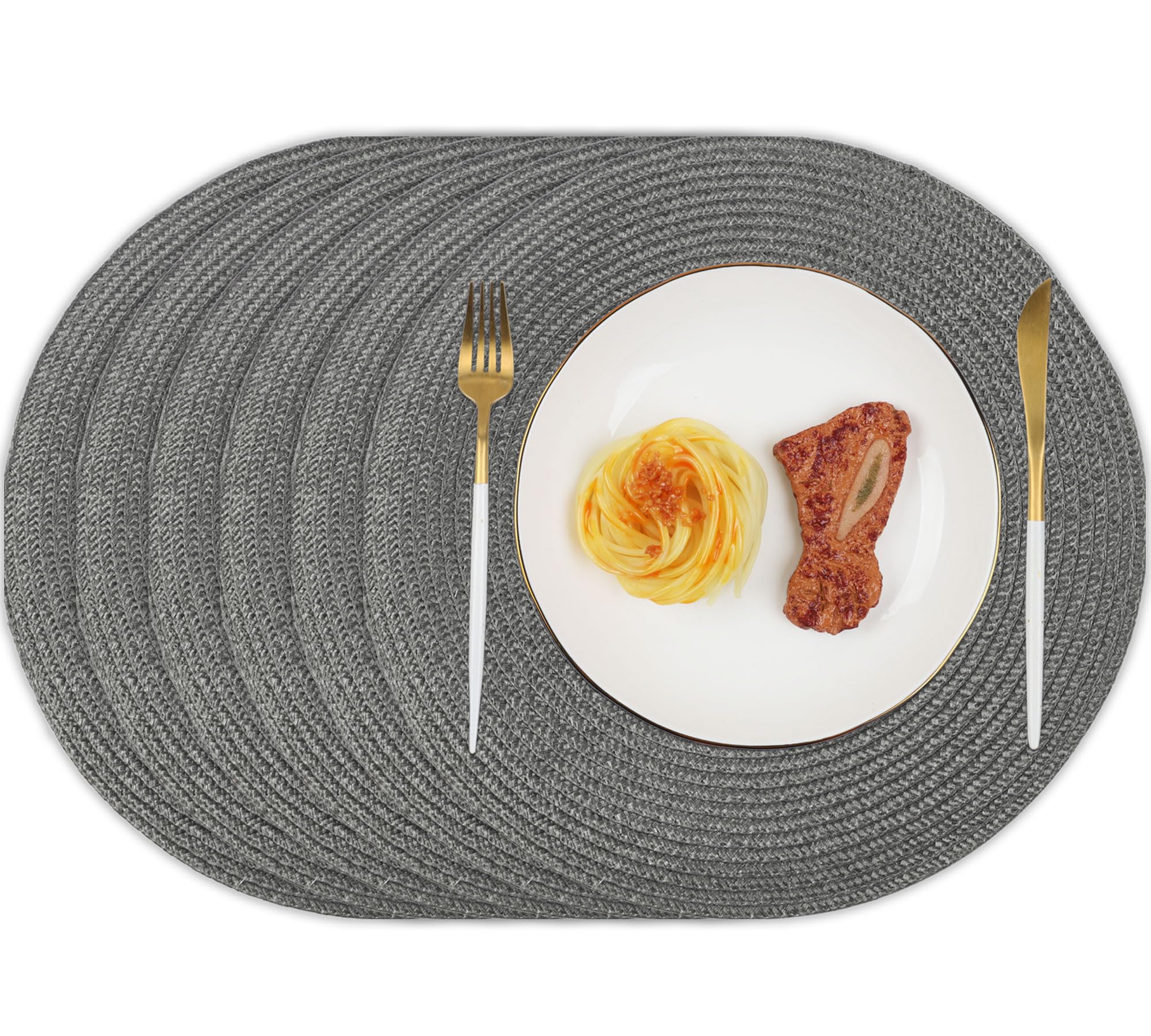 Homcomodar Platzsets Rund Set von 6 Hitzebeständigem Tisch Tischsets 34cm Tischsets Abwaschbar für Küche Abendessen