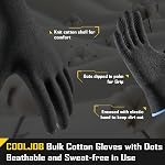 COOLJOB 12 Pairs Cotton Knit Work Gloves with Non-Slip Grip Dots, Breathable Lightweight Gloves for Construction Gardening, Black, Large Size