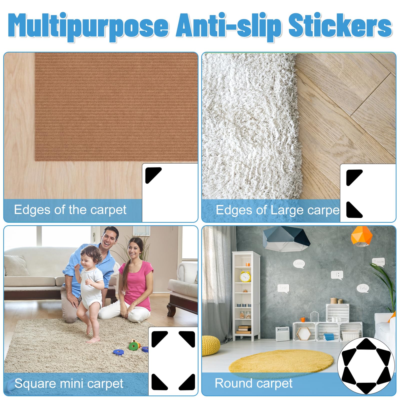 Antiscivolo Per Tappeti - 16 Pezzi A Forma Di Cuore, Riutilizzabili, Per Interni/Esterni - Foto 3