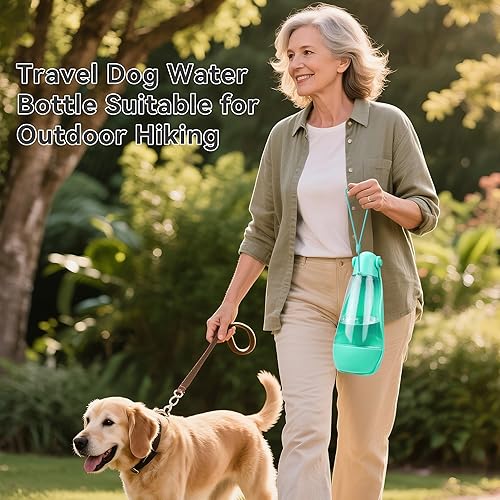 Miniatura 7 de UPSKY Botella de agua portátil para perro, 3 en 1, dispensador de agua plegable para perros con recipiente para alimentos y recogedor