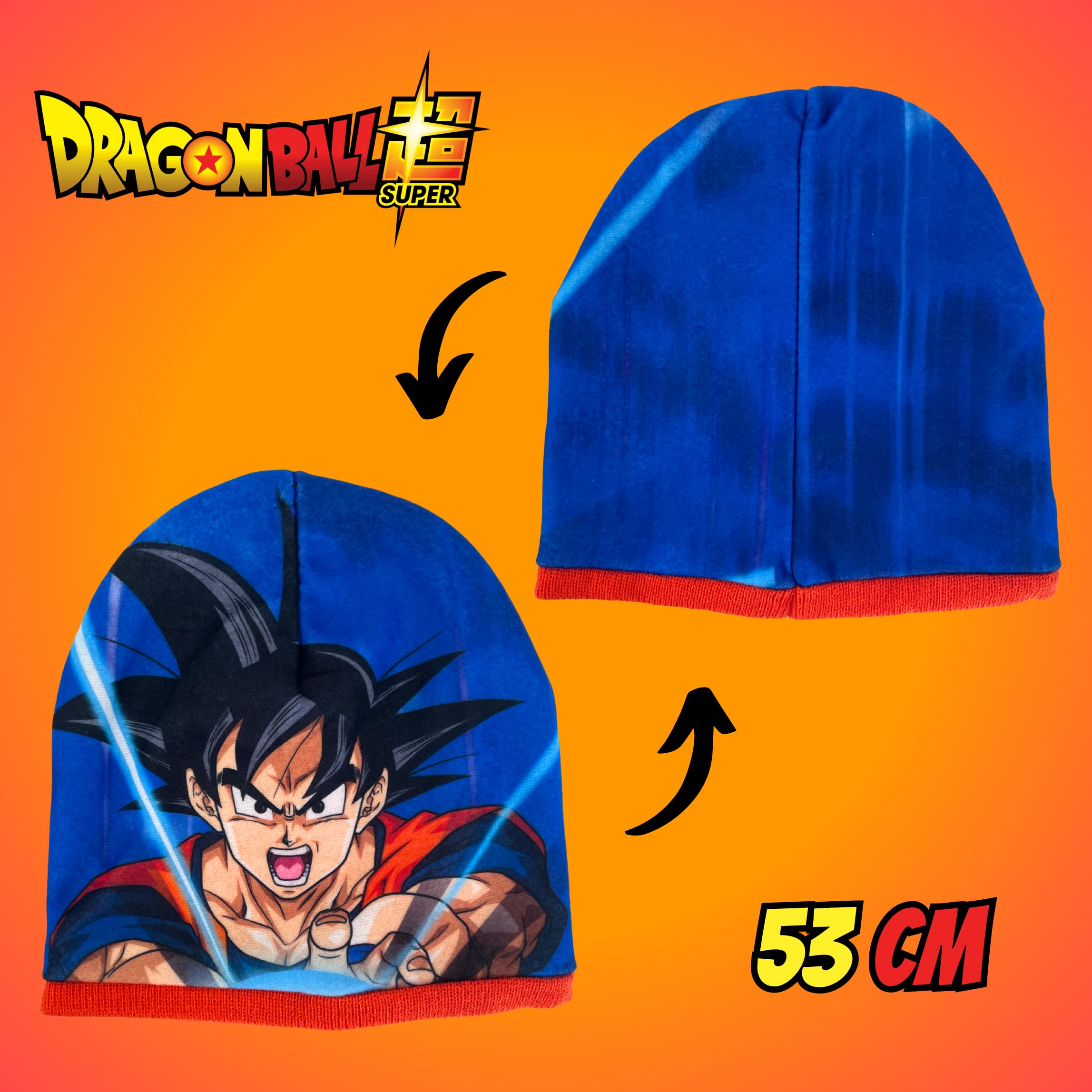 Dragon Ball Z Gorro y Guantes para Niño, Conjunto de Invierno Infantil Diseño Goku, Regalo para Niños