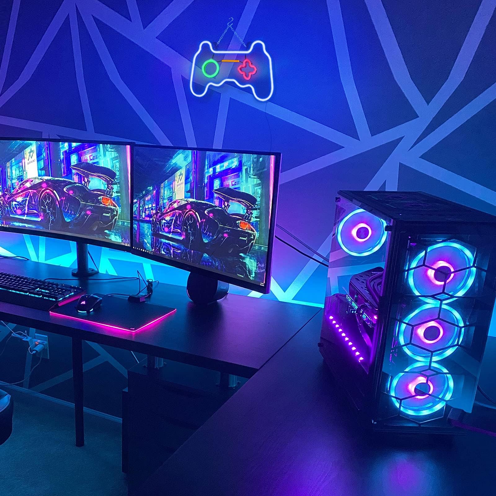 SOLIDEE Neon Gamepad Neon LEDAlimenté par USB Enseigne Lumineuse Decor Gaming Cool Néon pour Chambre Salle de Jeux Bar Enfants Cadeau Décoration de Fête