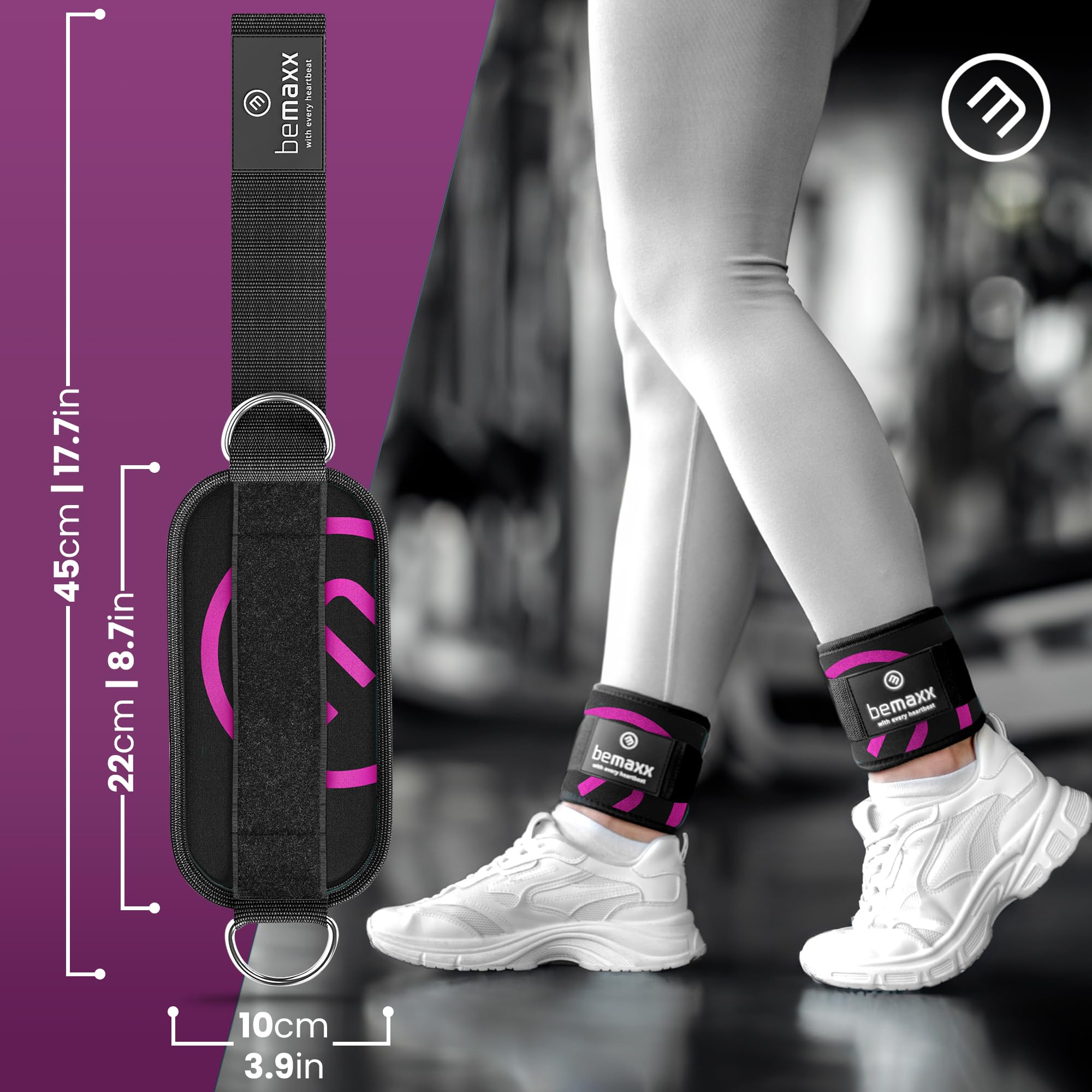 Cinghie Per Caviglia Per Cavi Palestra - Set Di 2 Polsini Imbottiti Per Allenamento Gambe E Glutei - Foto 3