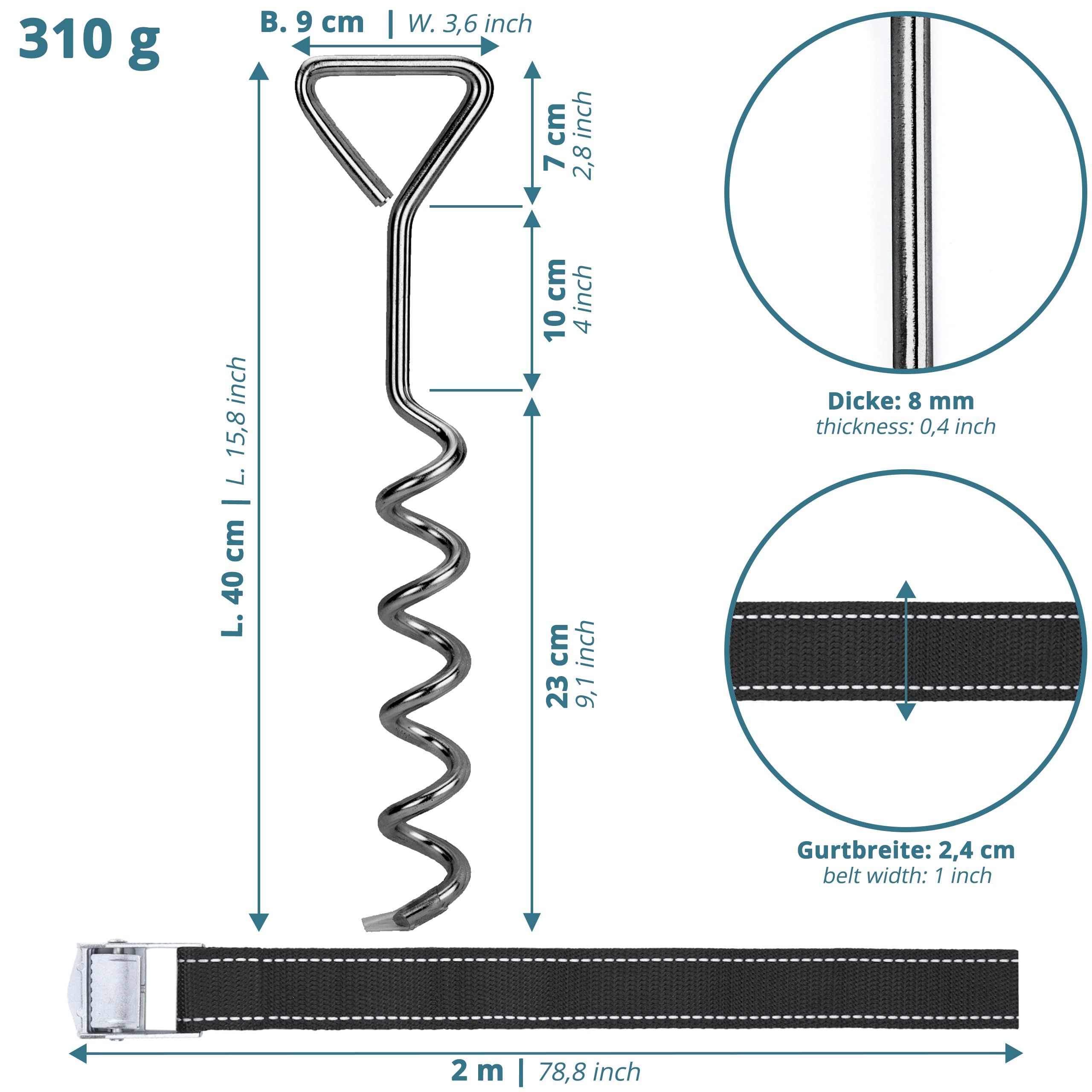 Trampolin Erdanker Set - Sicherheitsanker Für Gartentrampoline 150mm & 200mm