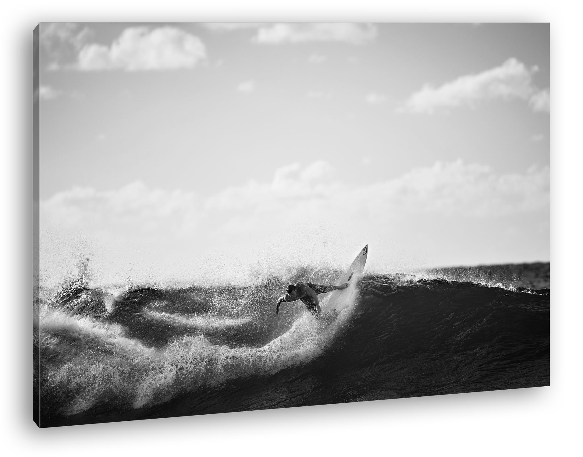 Stampa Digitale di Alta qualità con Cornice, Senza Poster né Motivo “Cooler Surfer” in Bianco e Nero, Stampa su Tela, Bianco, 100x70