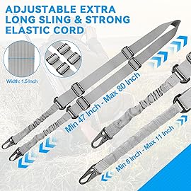 Two Point Traditional Rifle Sling with 2 Pack 1.25 QD Swivel Mounts for M-Rails - Adjustable Extra Long 2 Point Traditional Sling