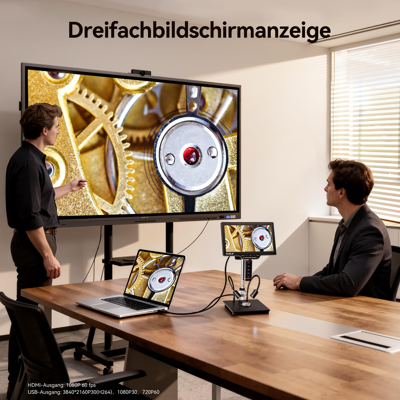 Elikliv EM3K-AF Max Microscopio Digitale 3K Autofocus HDMI, Schermo LCD da 10.1" e 38MP, per Saldatura e Riparazioni Elettroniche, Supporto da 10'', 64 GB