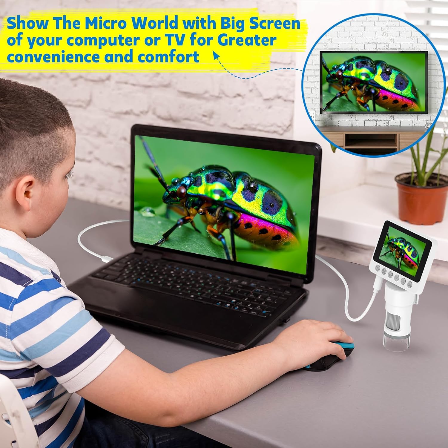 Portable Digital Handheld Microscope for Kids - 1000X Microscopes with 3.5" Screen Pocket Magnifier for Coins Jewelry Science Learning Mini Labster Microscope with LED Light for Adults Children 8-12