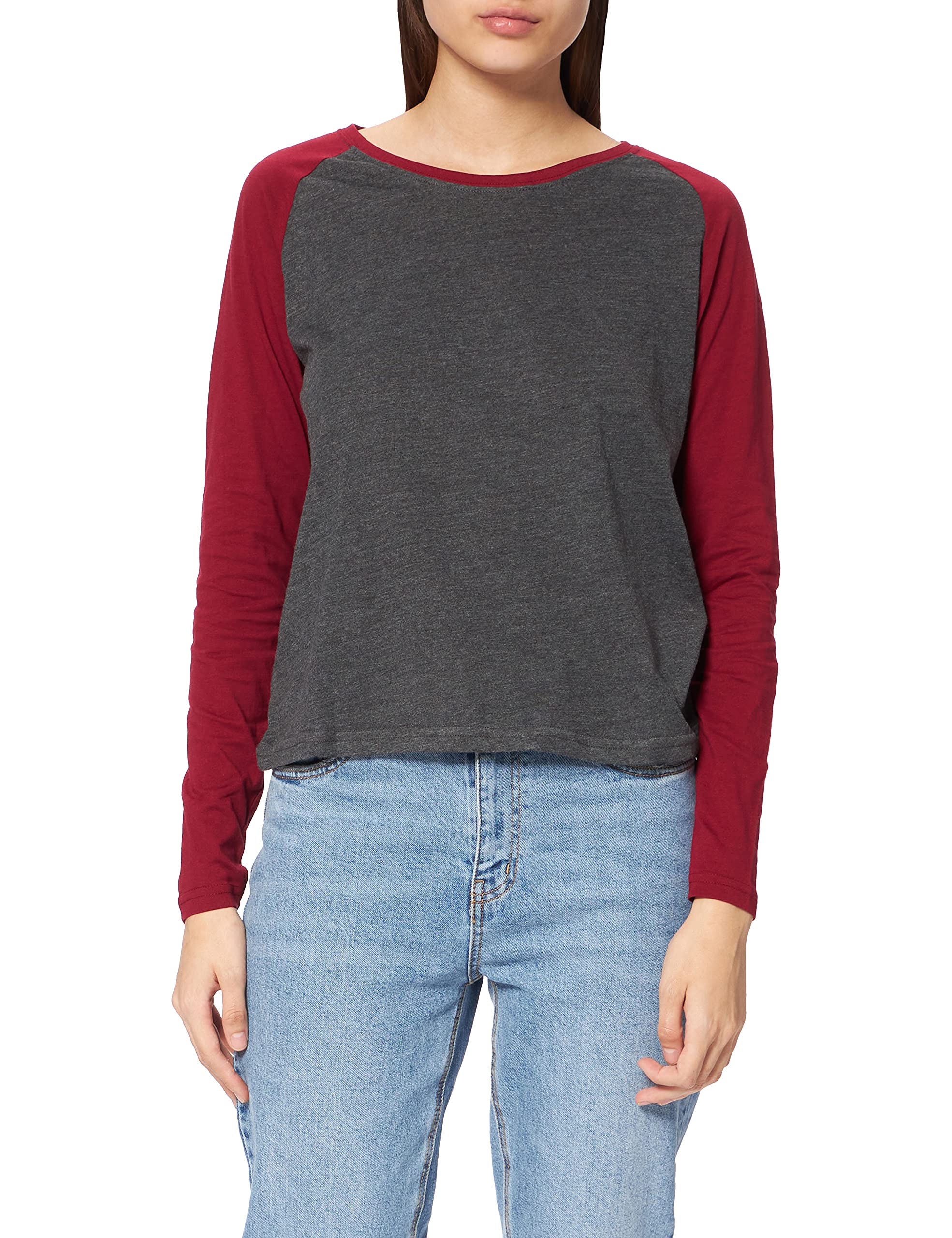 Urban Classics Ladies Contrast Raglan-Manga Larga Camiseta para Mujer