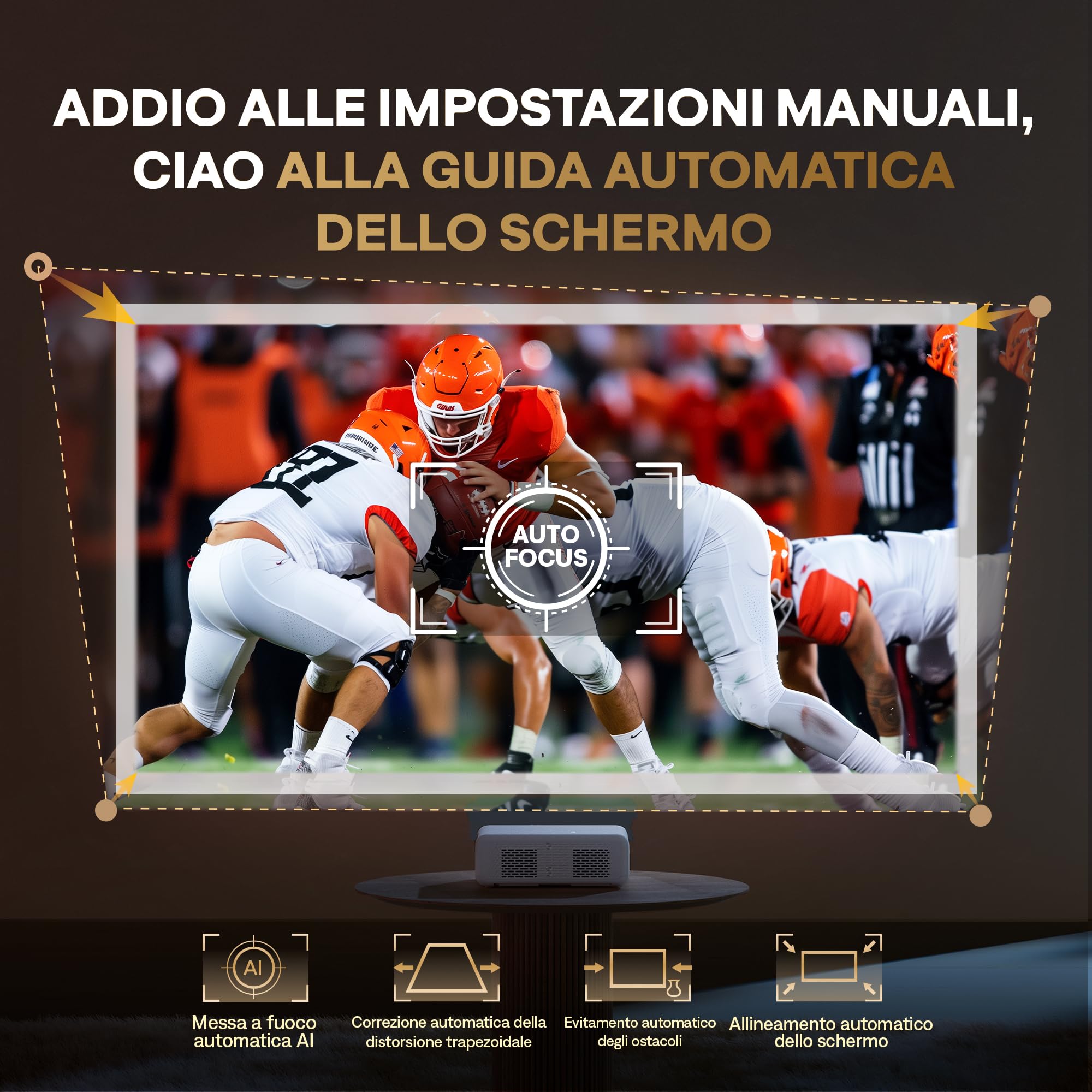 Aurzen EAZZE D1 Proiettore Smart Supporta 4K, Full HD 1080P, Videoproiettore con Netflix, Dolby Audio, Messa a Fuoco Automatica e Correzione Trapezoidale, Mini Proiettore WiFi Bluetooth, Bianco