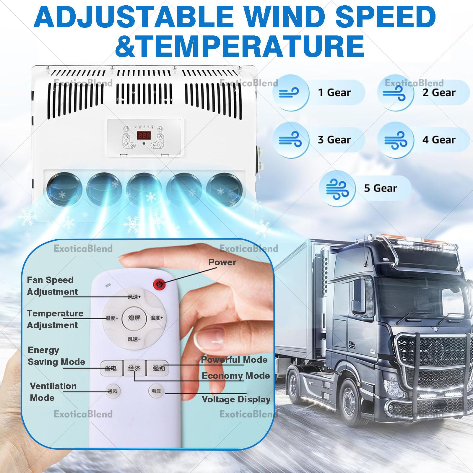 12V/24V Cc Aire Acondicionado para Rv 12V/24V Mini Split para Camiones, Rv, Semi Camiones, Furgonetas, Autocaravanas, Camiones, Excavadoras, Vehículos Agrícolas, Grúas, Furgonetas Yellow-24V