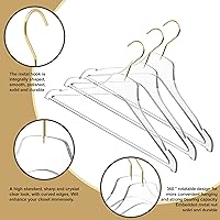Vista 2 de Quality Hangers Perchas de acrílico transparente Lucite – Paquete de 5 con barra de ganchos dorados mate – Perchas para ropa como pantalones