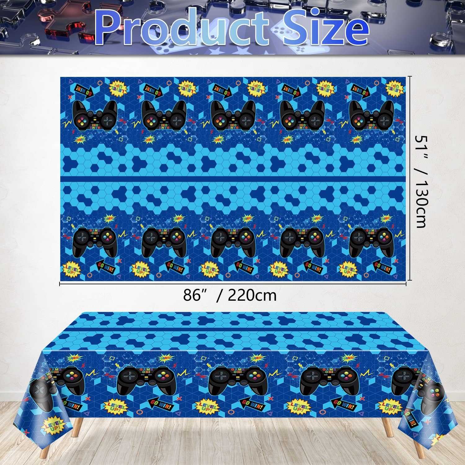 PIXHOTUL 4 Pcs Blue Video Game Tablecloths, 51